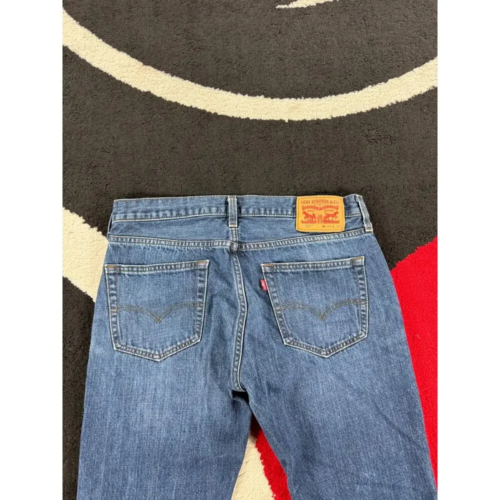 Levi 527 Jeans Mens 34x30 Blue Denim Low Bootcut Cotton Pockets Dark Wash